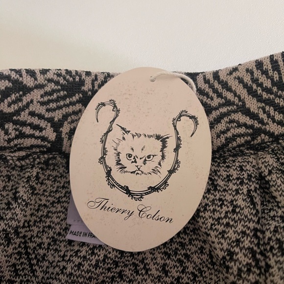 Thierry Colson Wool Mini Skirt Black Cream Pleated Size Small New - Picture 6 of 11